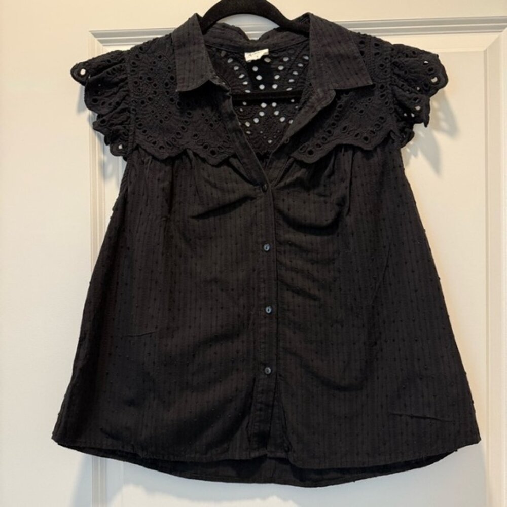 South Moon Under By Together Black Eyelet Lace Women's Top. small